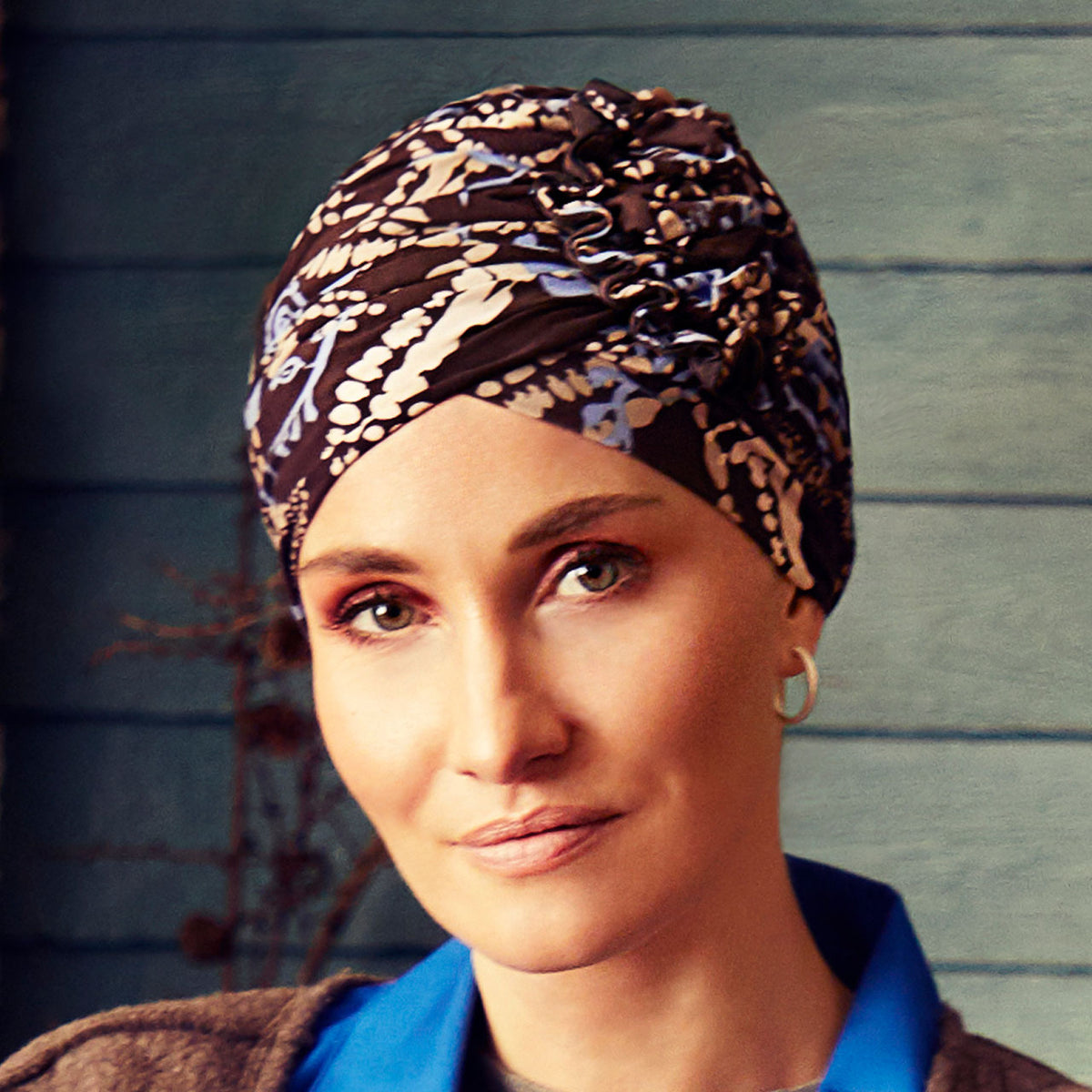 HocLotus Turban - Printed 0795 Autumn Blues