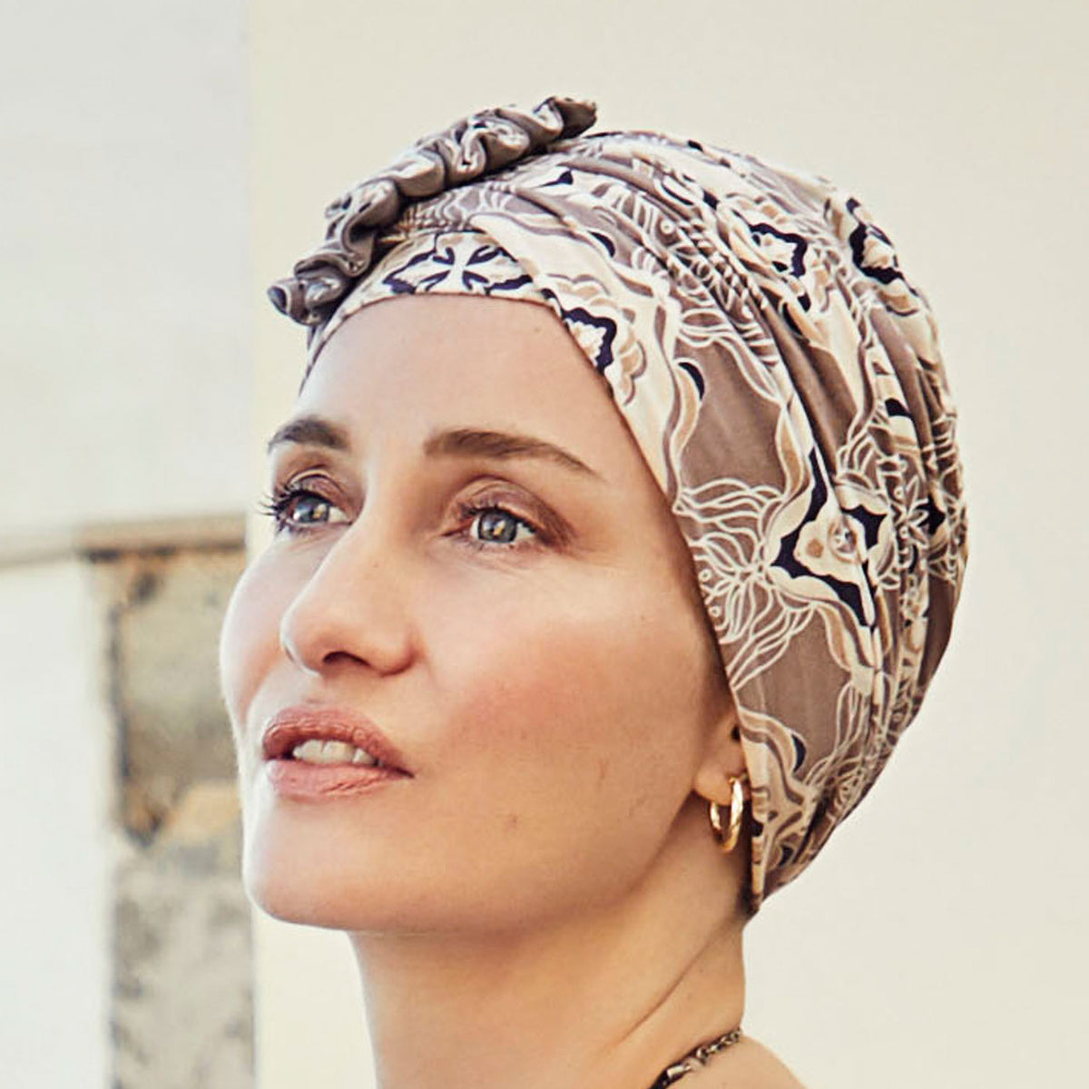 HocLotus Turban - Printed 0815 Beige Ornaments