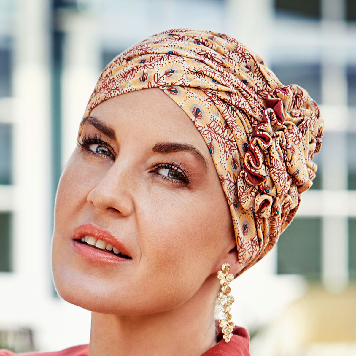 HocLotus Turban - Printed 0910 Golden Sunlit