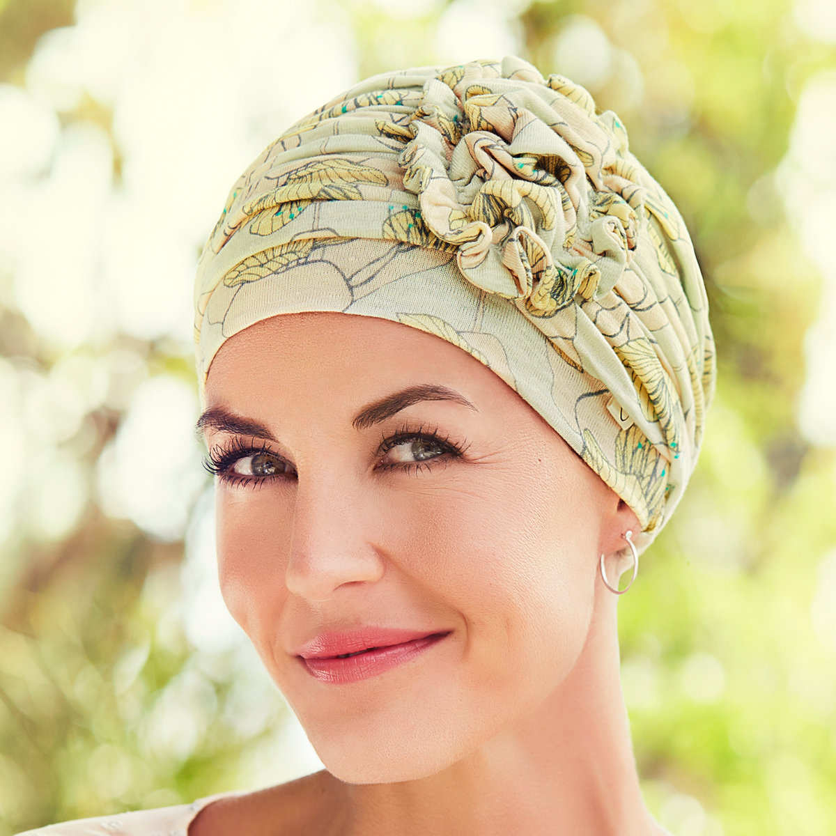 HocLotus Turban - Printed (Linen) 0641 Blooming Season