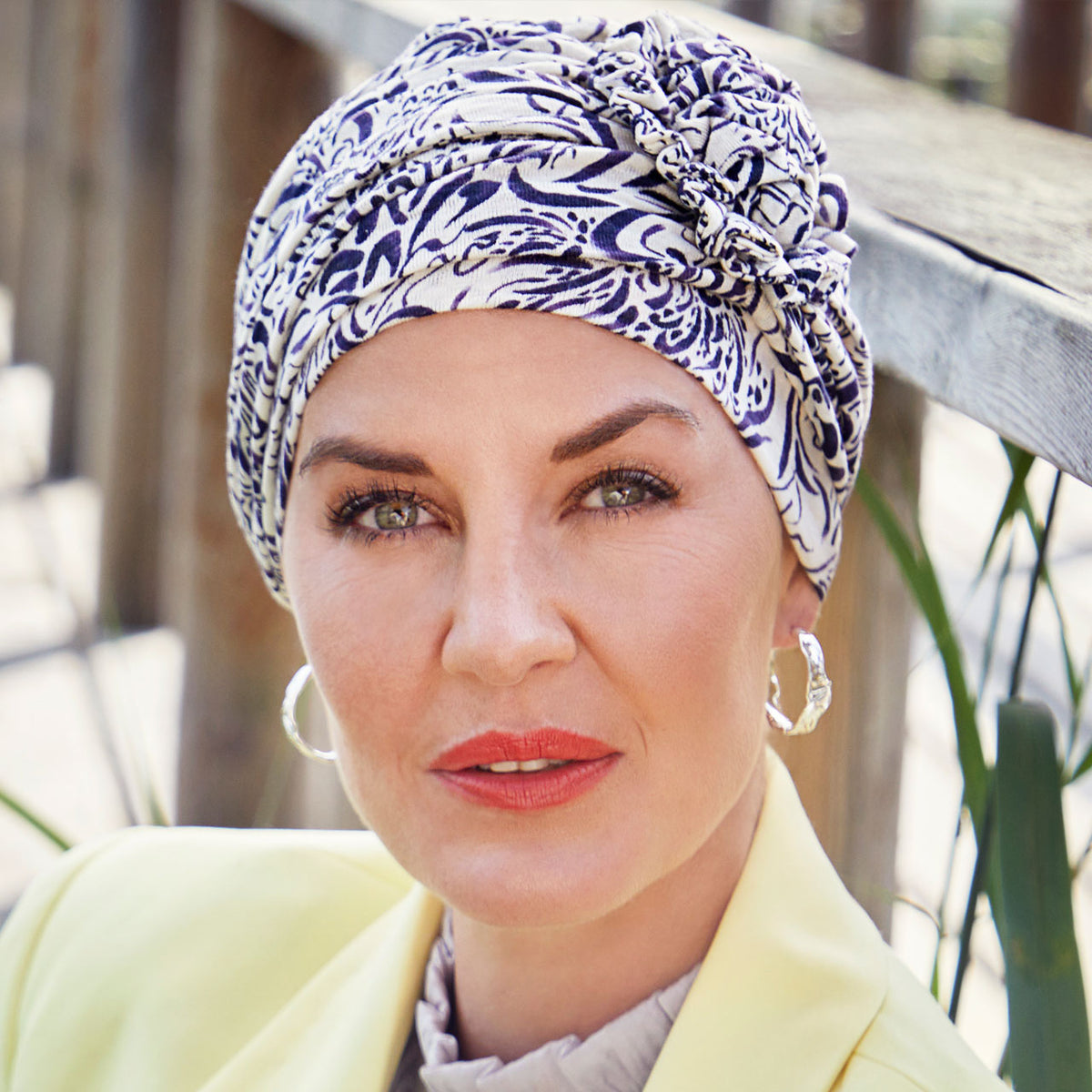 HocLotus Turban - Printed (Linen) 0913 Lavender Illusions