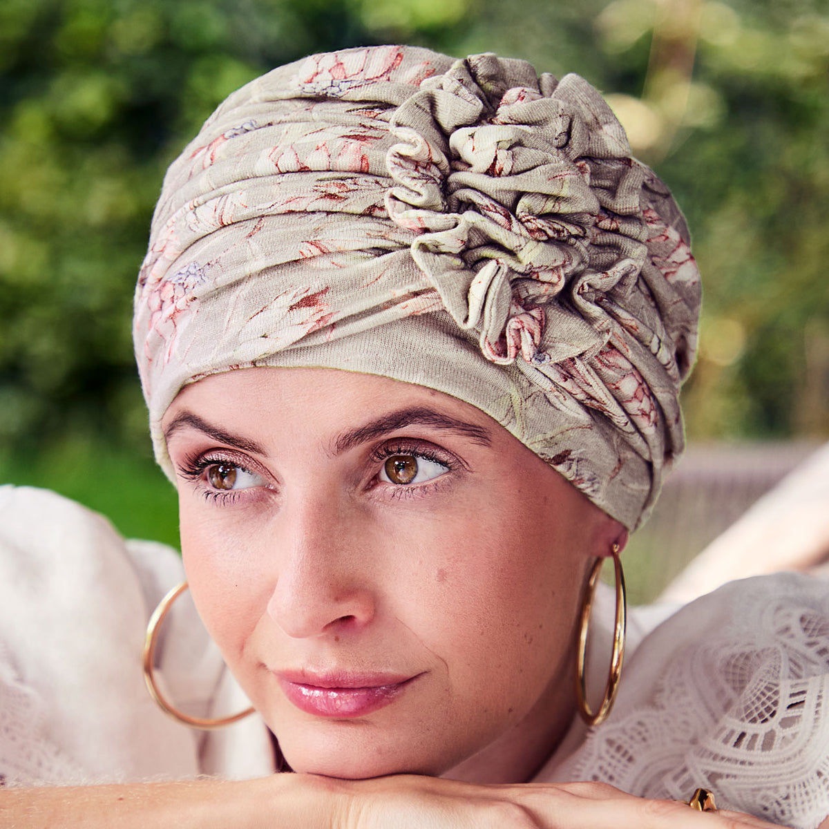 HocLotus Turban - Printed (Linen) 4024 Protea Love