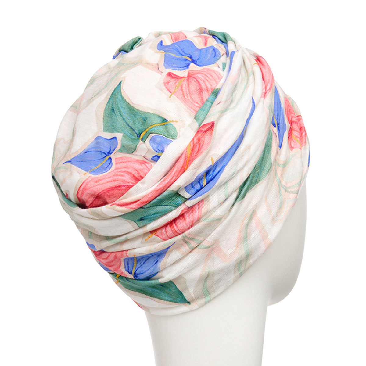 HocLotus Turban - Printed (Linen) 4080 Tropical Blossom