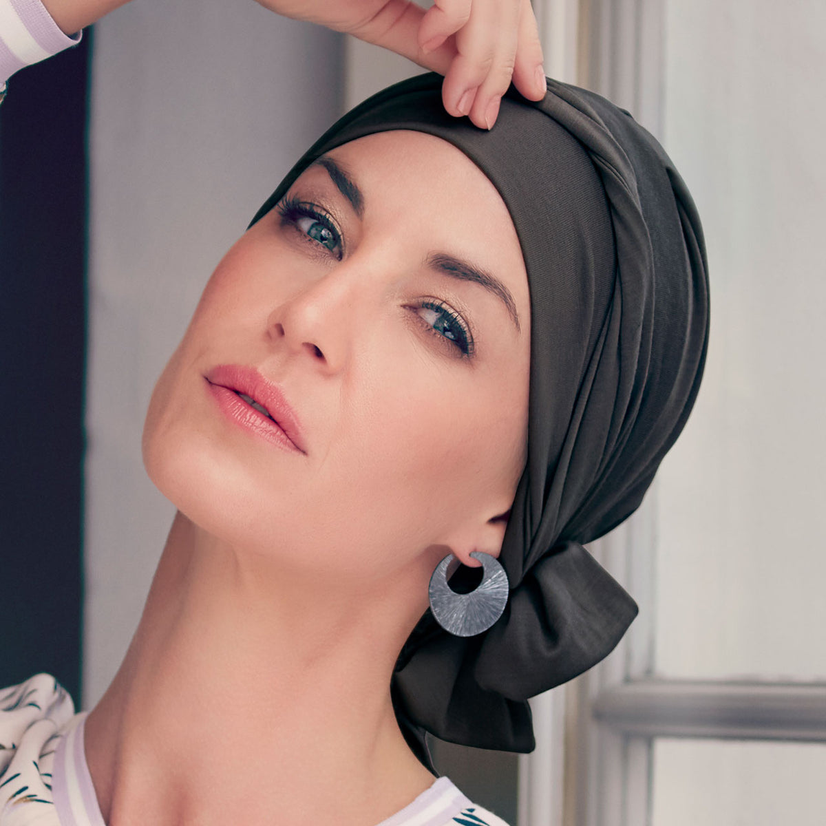 B.B. HocBeatrice Turban with Ribbons 0769 Steel Grey