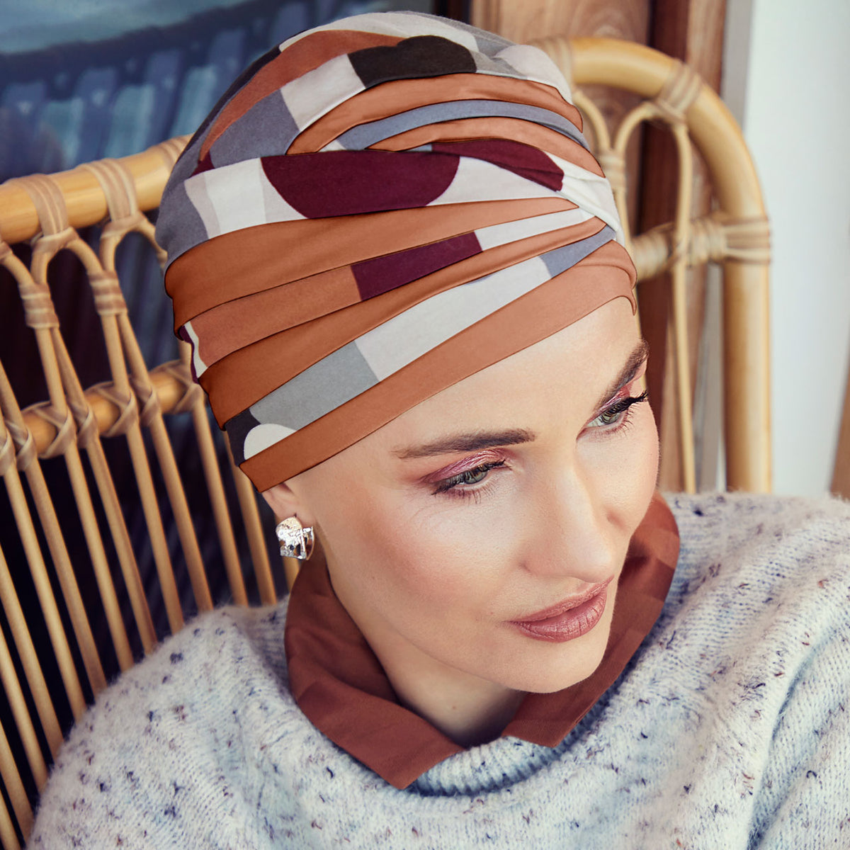 HocShanti Turban - Printed 0793 Caramel Graphics