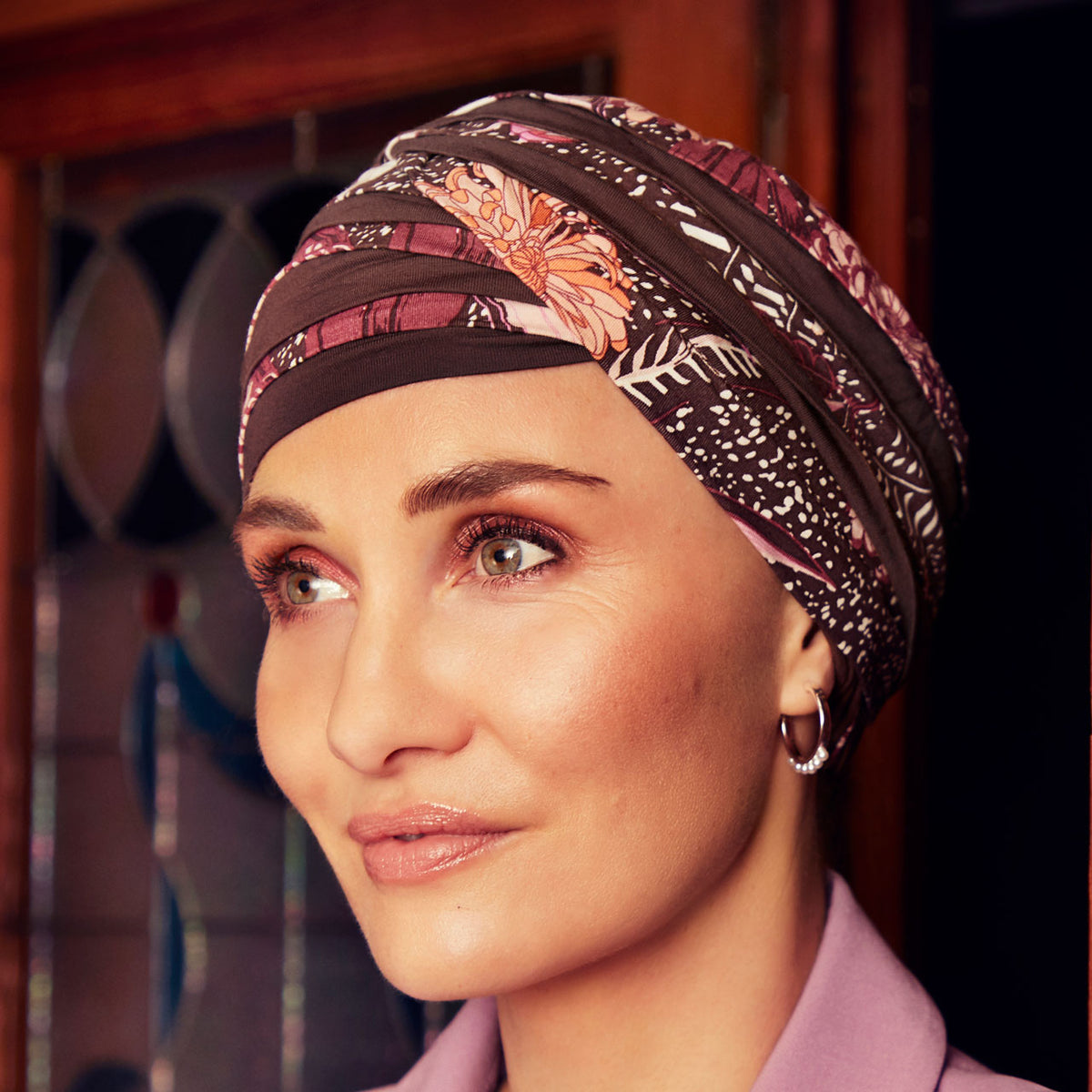 HocShanti Turban - Printed 0796 Garden Pinks