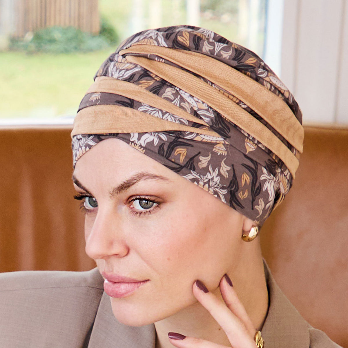 HocShanti Turban - Printed 4047 Autumn Ornaments