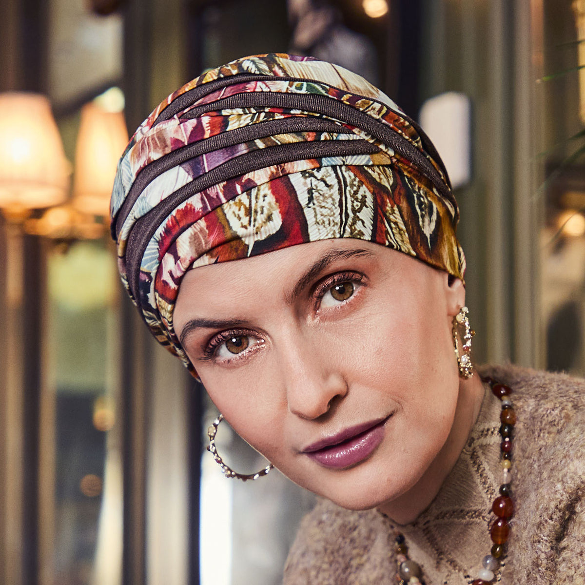 HocShanti Turban - Printed 4117 Tribal Feathers