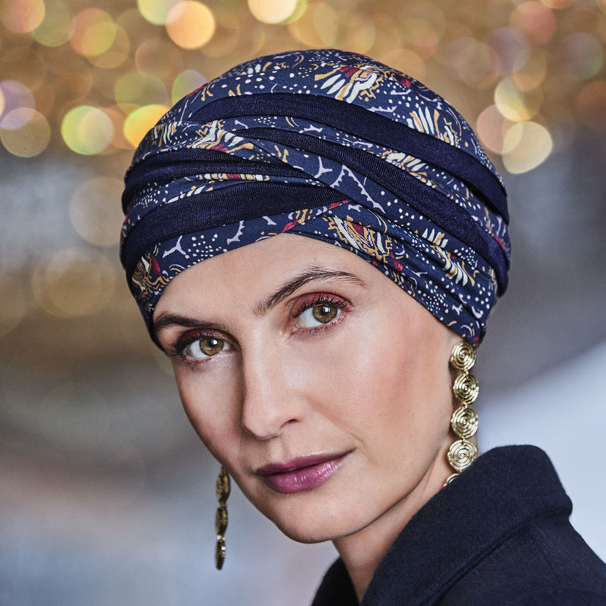HocShanti Turban - Printed 4119 Amber Garden