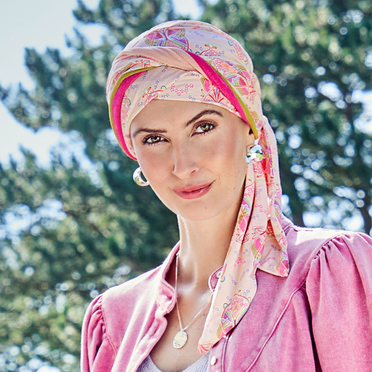HocBeatrice Turban with Ribbons 4023 Crocus Kaleidos