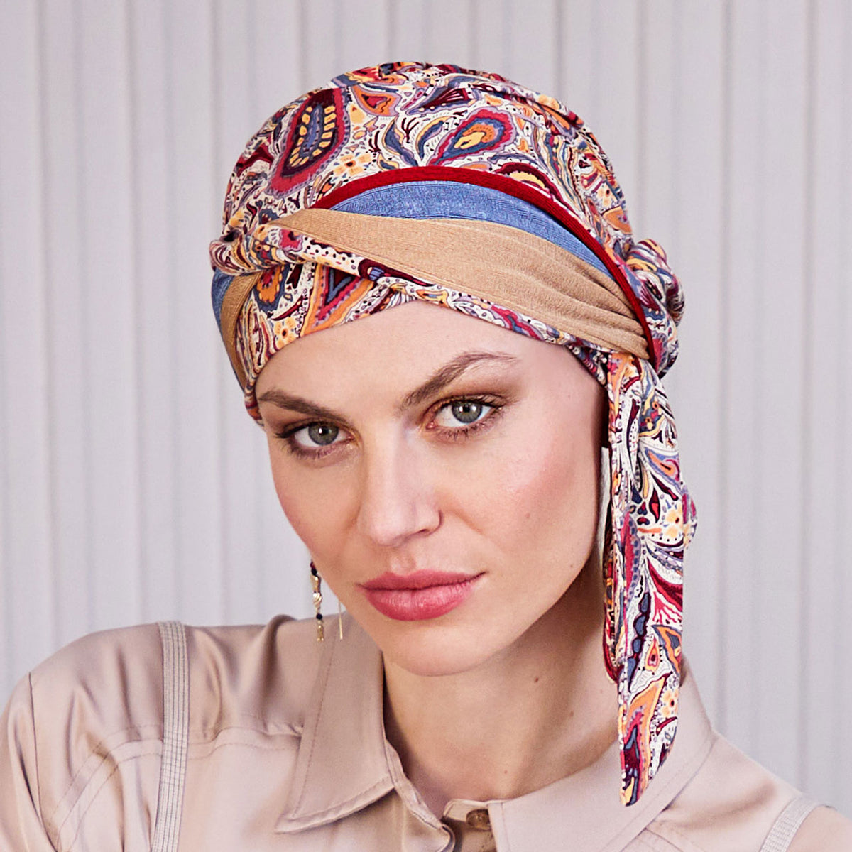 HocBeatrice Turban with Ribbons 4046 Moroccan Pailey