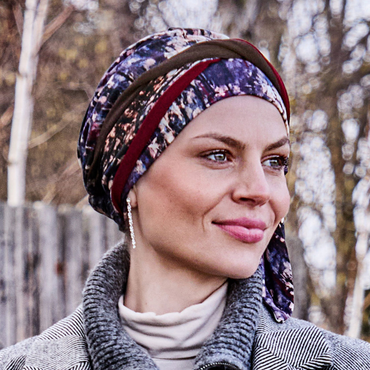 HocBeatrice Turban with Ribbons 4049 Tie Dye Dusk