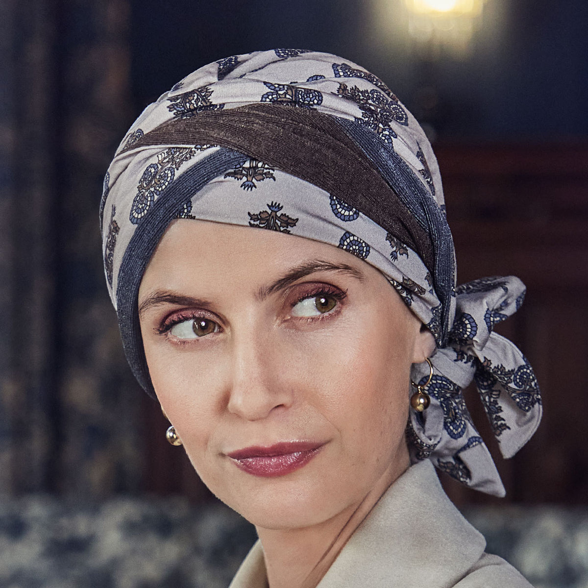 HocBeatrice Turban with Ribbons 4116 Paisley Elegance