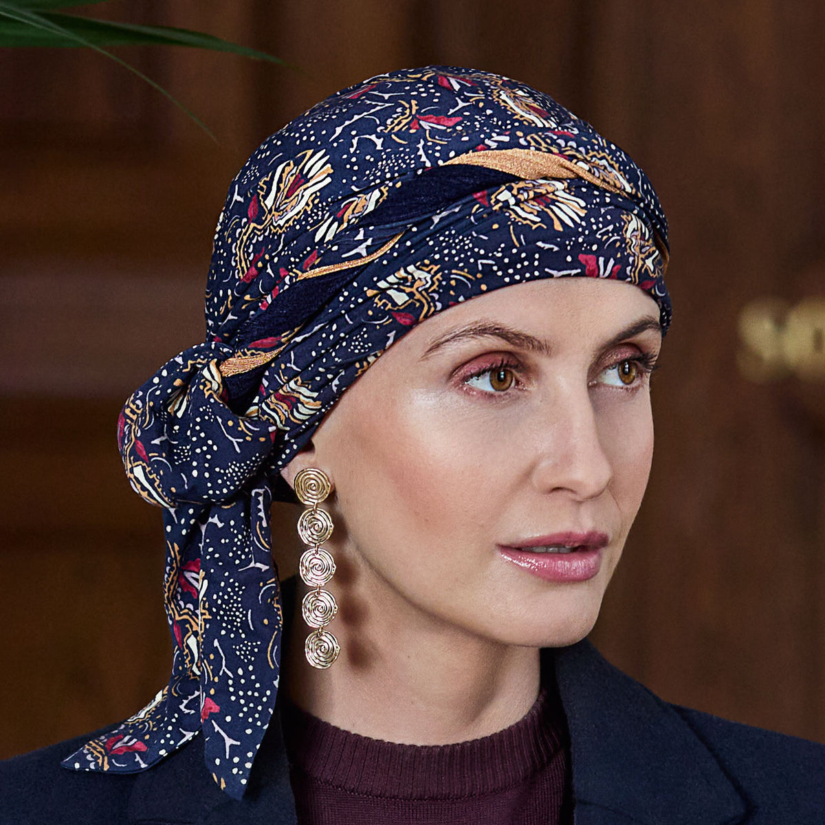 HocBeatrice Turban with Ribbons 4119 Amber Garden