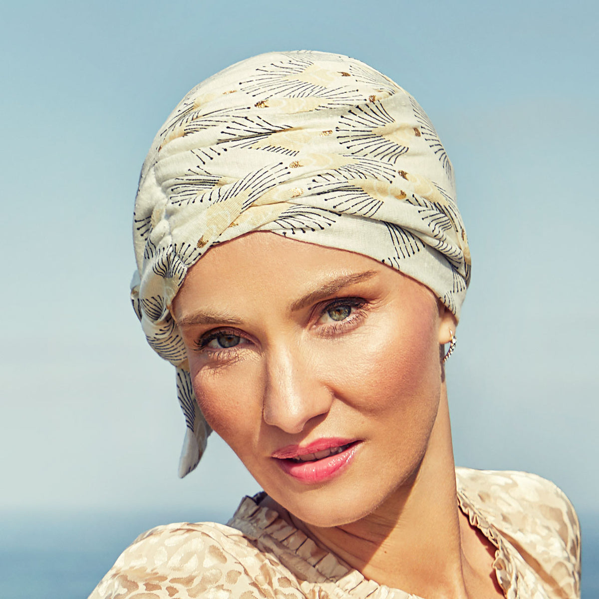 HocBeatrice Turban - Printed 0752 Peacock Creams