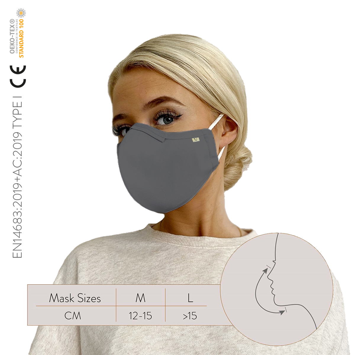 HocReusable Face Mask (L / Dark Grey)