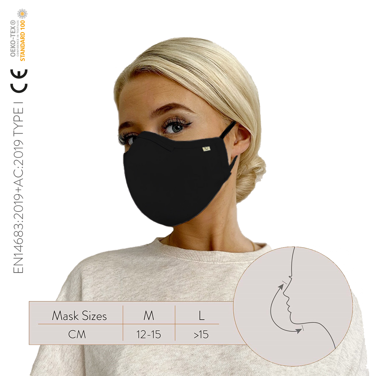 HocReusable Face Mask (L / Black)