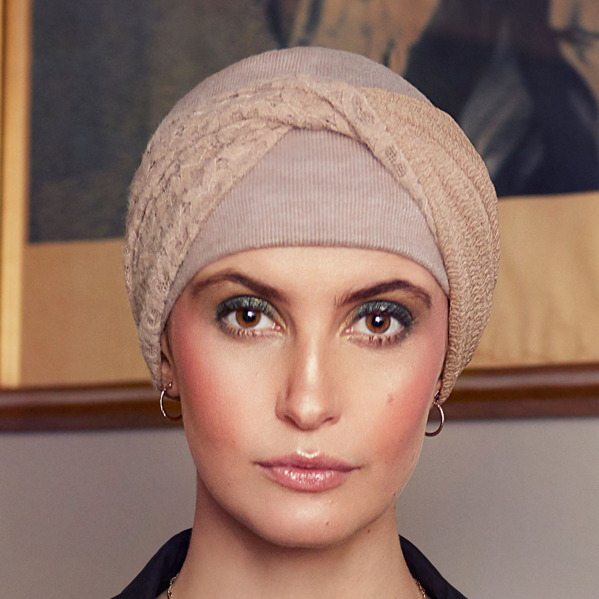 HocEmmy - Turban en V 0761 Taupe &amp; Hearts