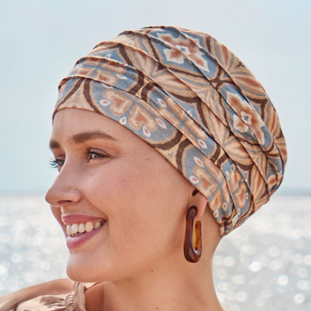 HocYoga Turban - Printed (Linen)  4081 Touch of Gold