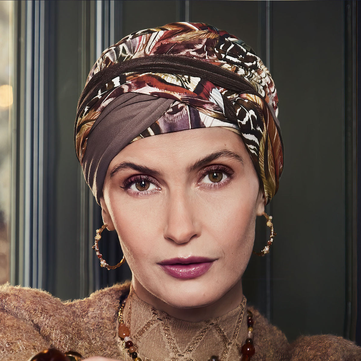 HocNoya Turban - Printed 4117 Tribal Feathers