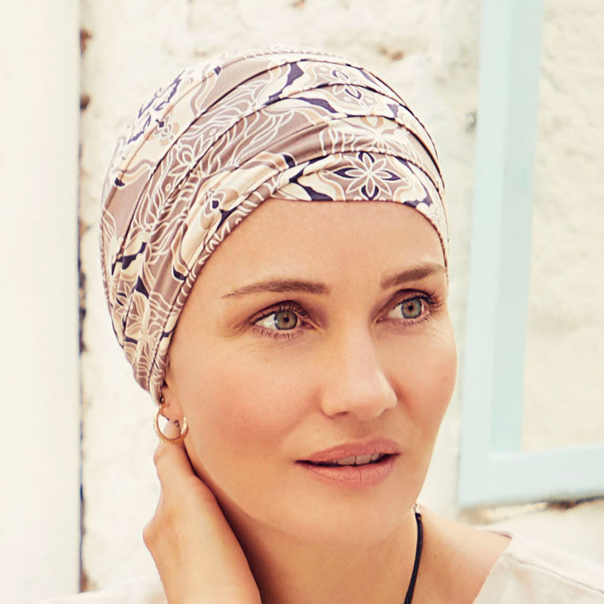 HocYoga Turban - Printed 0815 Beige Ornaments