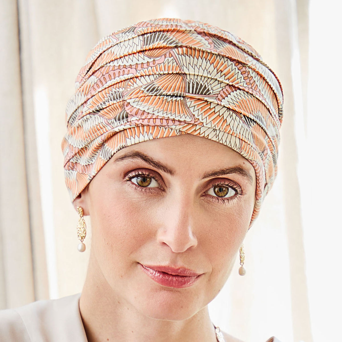 HocYoga Turban - Printed 4022 Orange Elements