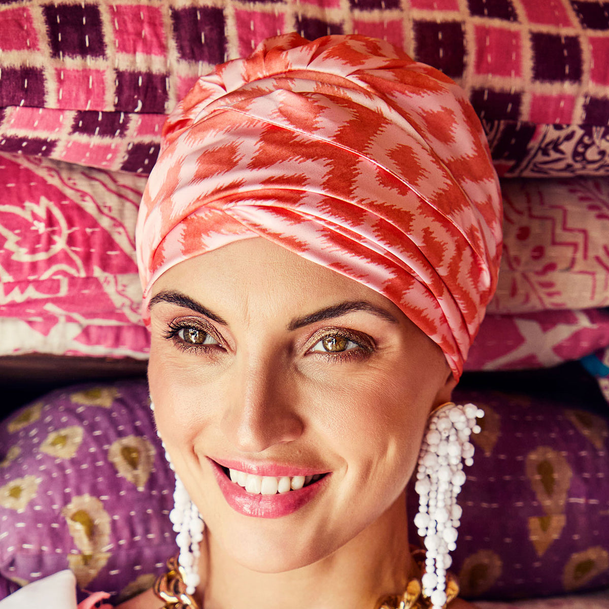 HocSapphire Turban - Printed 4026 Ikat Orange