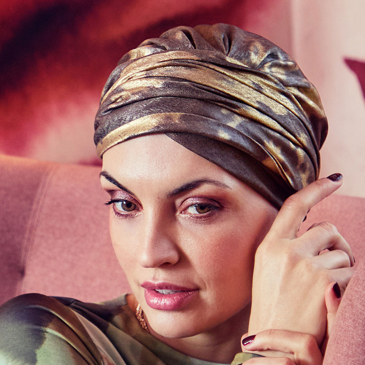 HocSapphire Turban - Printed 4057 Oriental Gold