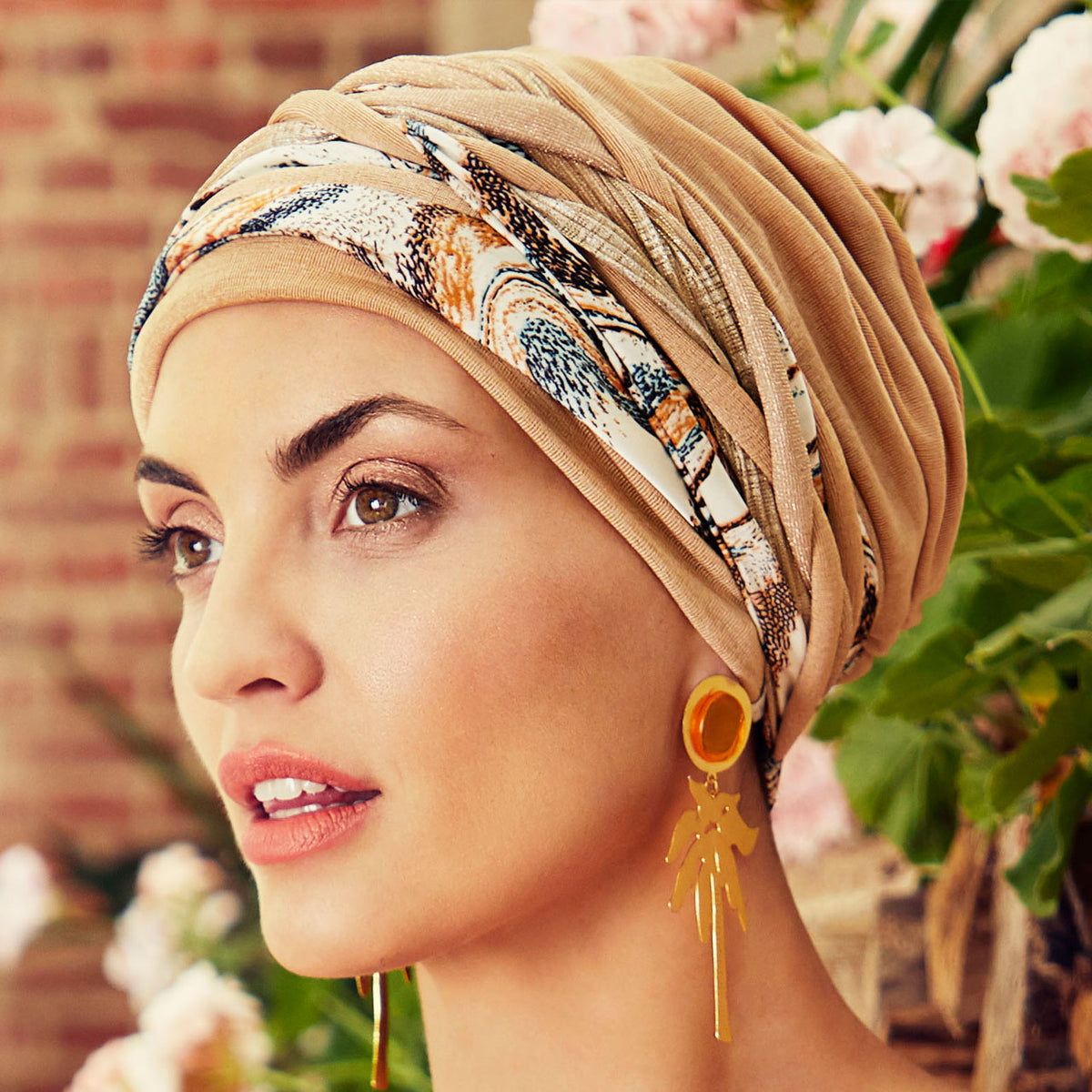 HocScarlett Turban Set - Printed 0863 Toffee &amp; Caramel Mix