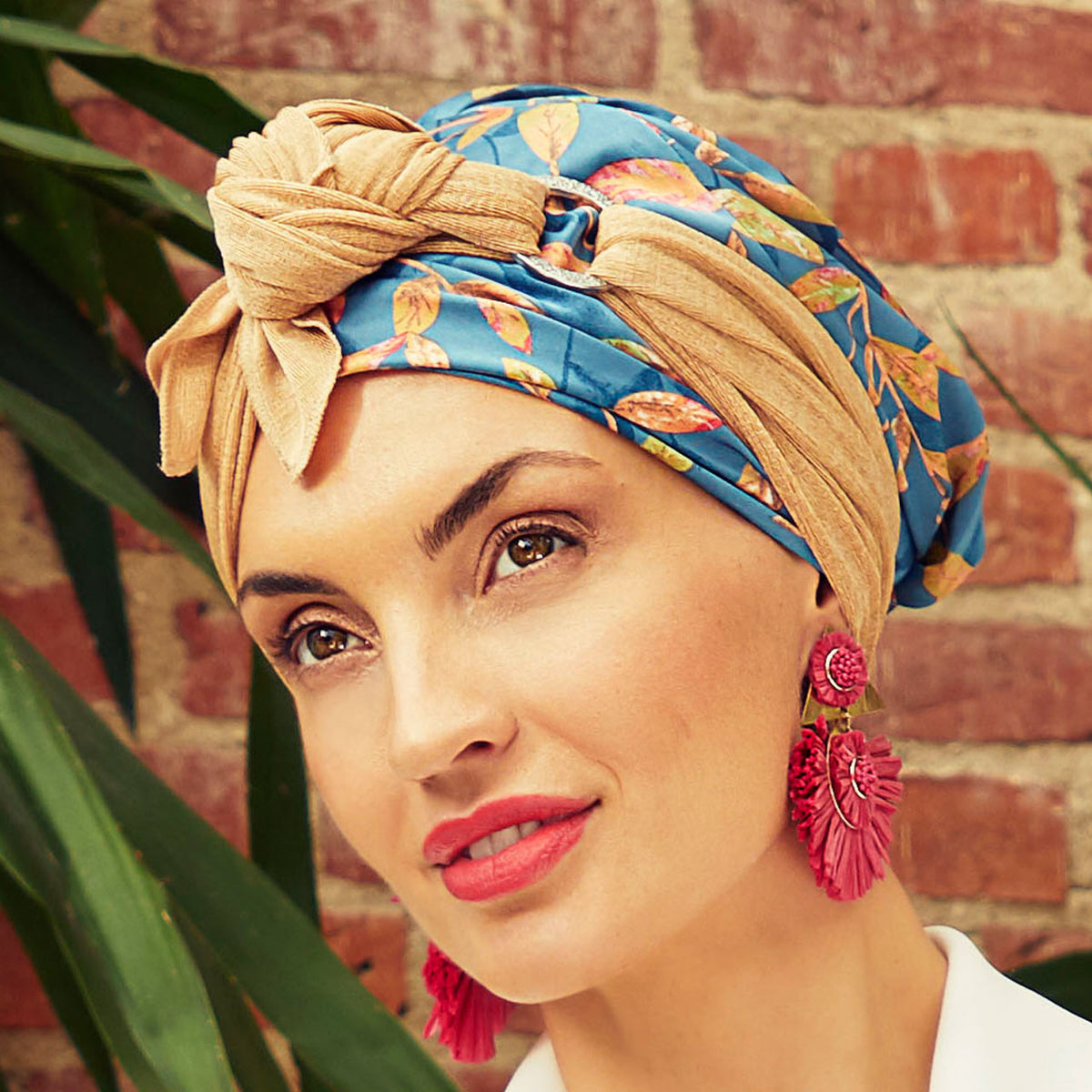 HocSienna Turban Set - Printed 0866 Blue Toffee Garden