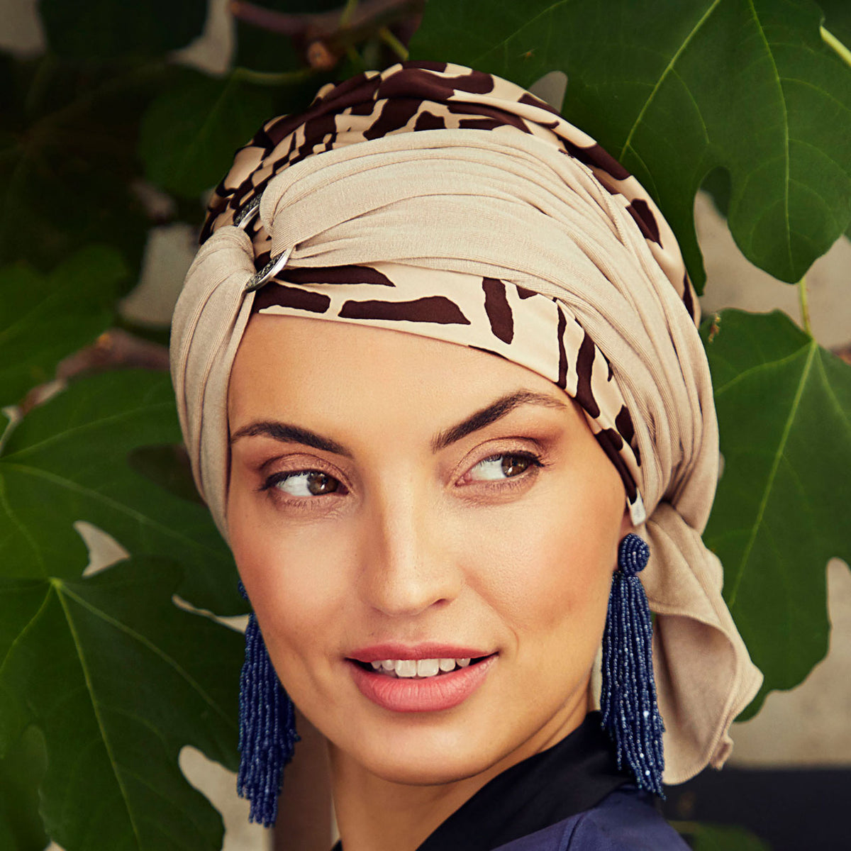 HocSienna Turban Set - Printed 0867 Soft Beige Giraffe