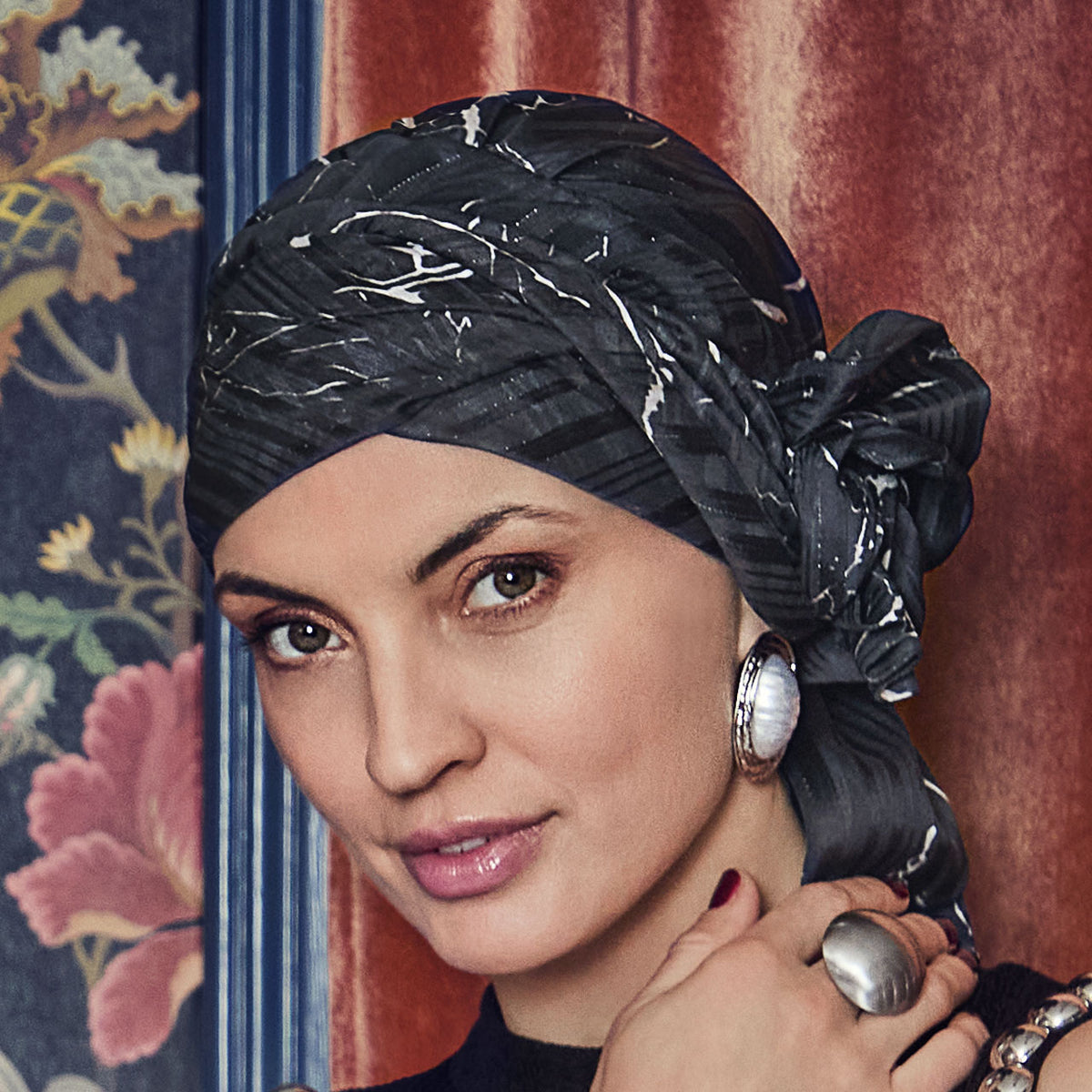 HocJuvela Turban Set - Printed 4142 Artistic Black